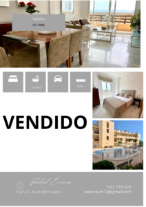 Cartel A4 anuncio corporativo vivienda en venta para imprimir para inmobiliaria con fotos en tonalidades azules